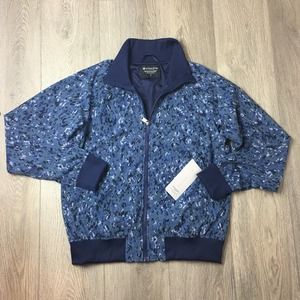 NWT Athleta Brooklyn Track Bomber Jacket II Camo Full Zip Navy Blue Size SP